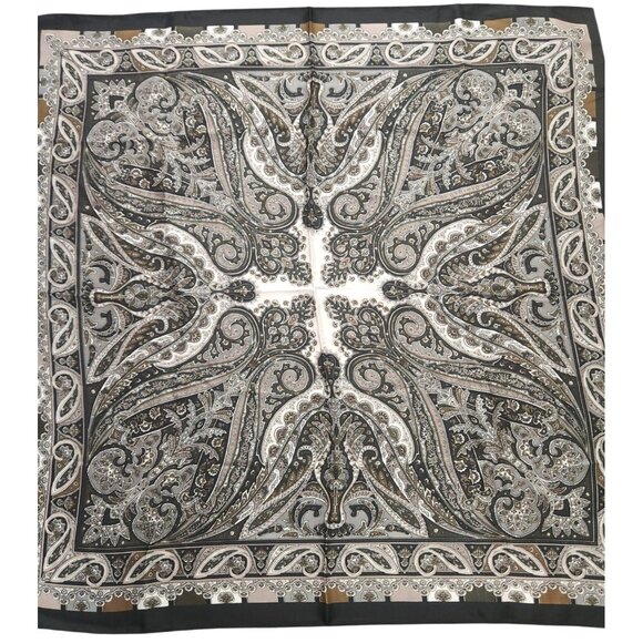Paisley Print Square Scarf Black/Brown 27x27 Western Wild Rag - Picture 8 of 13